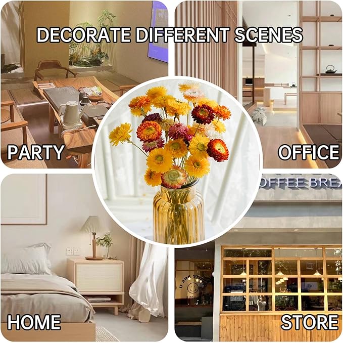 Dried Flowers Natural Daisy Mums Flower - 20 Stems Multicolor Daisies Artificial Sunflowers, Dry Fall Orange Flowers Bouquets for Vase, Wedding Home Farmhouse Decor, DIY Table Centerpiece Decoration