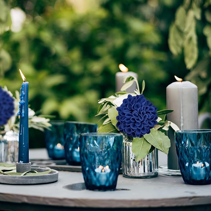 Artificial Flowers, 50pcs Realistic Artificial Rose for DIY Wedding Bouquets Centerpieces Arrangements, Blue Dahlia Flowers with Stem for Bridal Shower Party Home Decorations