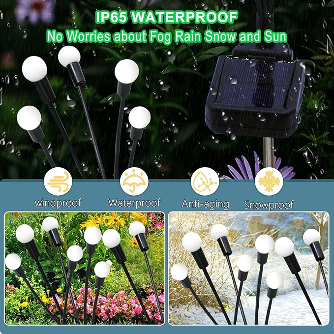 Kohlrabi Solar Halloween Lights Outdoor, 6 Pack 60 LED Solar Green Firefly Lights Waterproof, Sway by Wind, Swaying Light for Yard Patio Backyard Garden Planter Flower Bed Pathway Outdoor Decoration