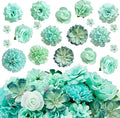 70 pcs Mini Artificial Flowers Heads Mint Green Silk Peony Daisy Rose Bulk Mix Flower Heads Faux Rose for Crafts Graduation Wedding Baby Shower DIY Home Party Decoration