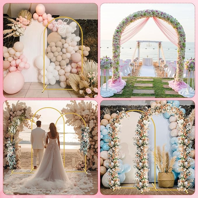 7.2FT Metal Arch Backdrop Stand,Gold Wedding Arched Backdrop Stand Frame for Wedding Party Balloon Decoration Birthday Graduation Ceremony Baby Shower Garden Floral