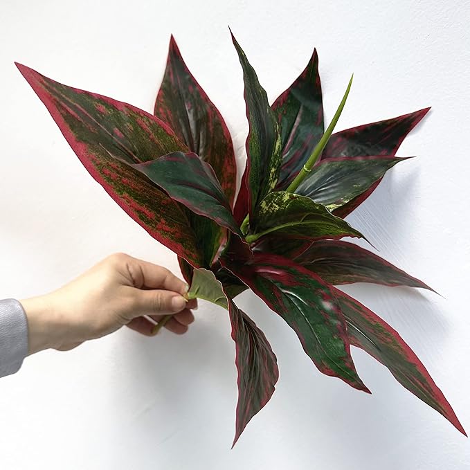 Artificial Agave Fake Plants Red 2 Pack, 10 Inches Faux Shrubs Flowers Grass Plant for Wedding Party Office Indoor Outdoor Home Yard Garden Greenery Leaves Decor UV Resistant Planter Filler Decoration