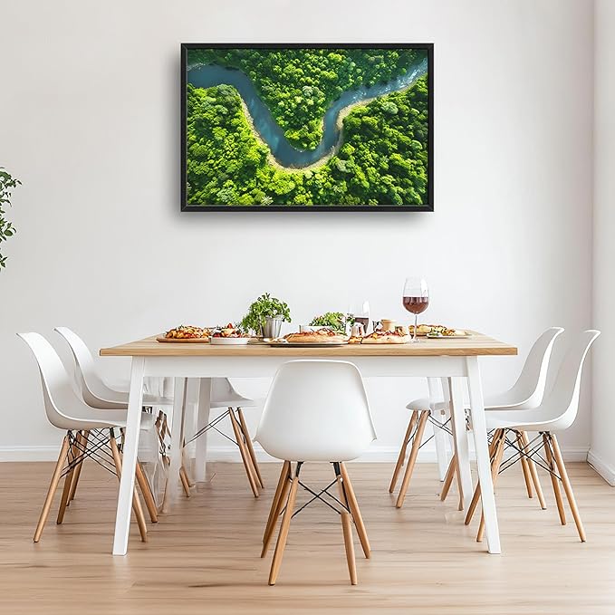 Framed Large Pictures Wall Art for Living Room, Forest River Landscape Oversized Wall Decor Nature Scenery Canvas Print Painting Extra Large Framed Artwork for Bedroom Office 36"x24"