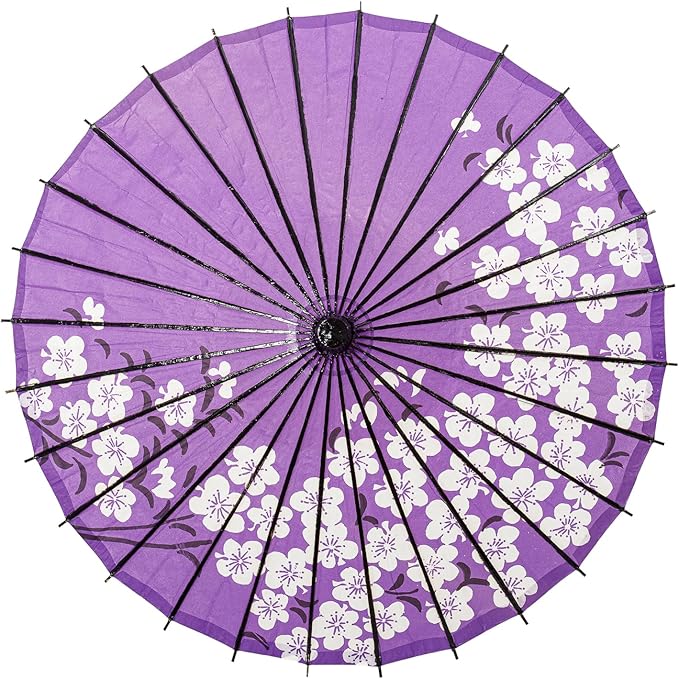 THY COLLECTIBLES Classic Chinese Art Asian Style 33" Paper Parasol Umbrella with Long Handle Flower Print for Wedding Parties, Photography, Costumes, Cosplay, Decoration And Other Events