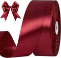 1-1/2 Inches 100 Yards Dark Wine Red Satin Ribbon, Ribbon Roll for Flower Bouquets, Gift Wrapping, Wedding, Handmade Crafts