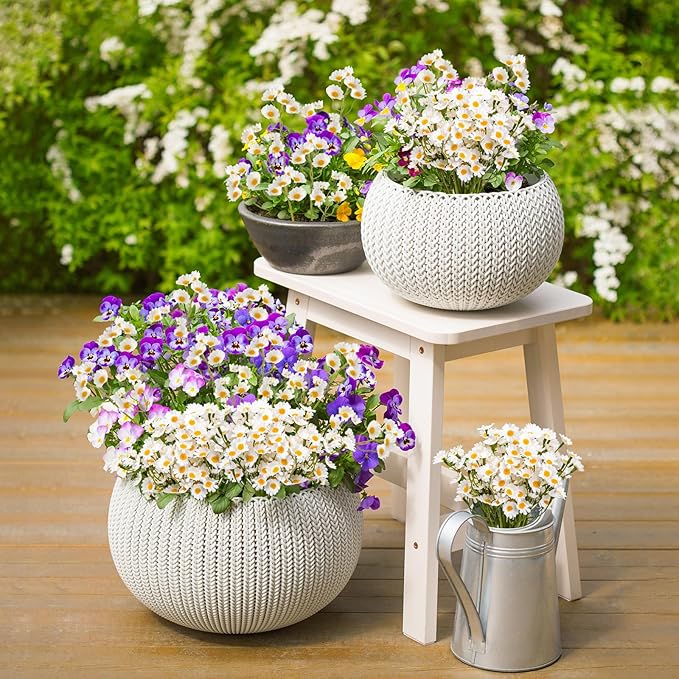 18Pcs Artificial White Daisy Flowers, 3 Bundles 10 Inch Small Fake Daisies for Home Summer Decor, Fake Spring Wild Flowers for Party Decoration