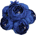 Flojery Silk Peony Bouquet Vintage Artificial Peonies Flower for Home Wedding Party Decor (1pcs, Royal Blue)