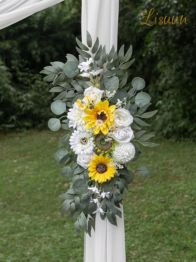 Wedding Arch Flowers, Artificial Flowers for Decoration, Large Flower Swag for Boho Styles Wedding Ceremony Floral Decor - Pack of 2