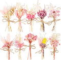 10 Pack Mini Dried Flower Bouquets Pink Series Natural Small Dry Flowers with Stem Boho Wedding Decor Artificial Floral Embossing Flower Bundles for Craft Vase, Table Centerpieces, Proposal Bouquet