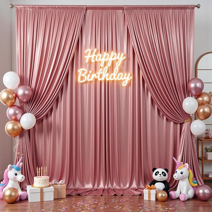 gogoparti 20x10FT Rose Gold Sequin Backdrop Curtain - 4 Panels of 5x10FT Wrinkle-Free Glitter Drapes for Photography, Birthdays, Weddings & Graduations