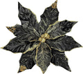 DILATATA 3 Pcs Artificial Christmas Flowers 11 Inch Glitter Poinsettia Picks Christmas Tree Ornaments Topper Decorations Black Poinsettias Flowers for Xmas New Year Wreath Garland Wedding Party Decor