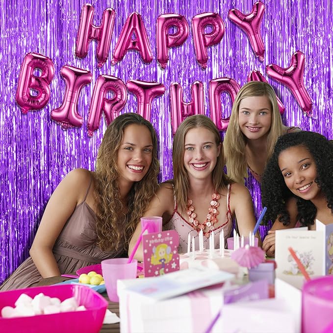 5 Pack Purple Backdrop Tinsel Streamers Foil Fringe Backdrop Halloween Party Decorations Purple Backdrop Curtain Birthday Graduation Bachelorette Christmas New Year Party Decorations