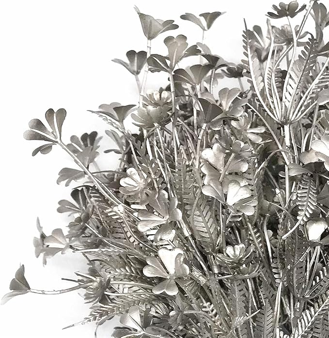 PASYOU Artificial Plants for Christmas Decor, Plastic Grass Faux Shrubs Simulation Flower Leaves Indoor Outdoor Home Garden Planter Filler Party Hotel Verandah Wedding DIY Decoration - Silver 4 Pack