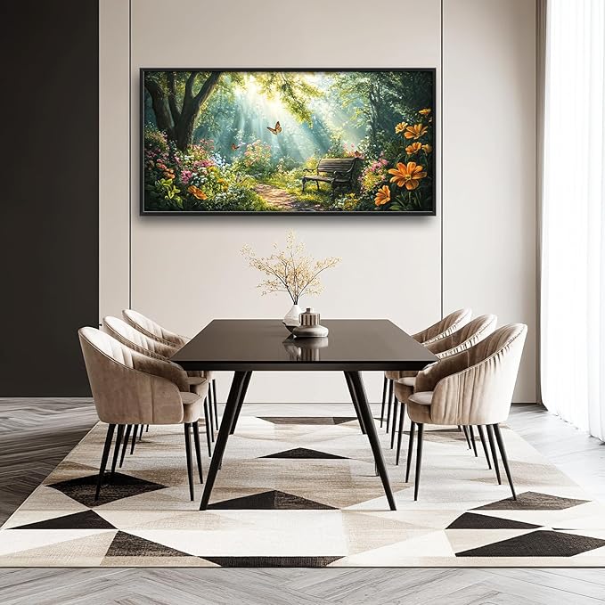Green Forest Large Wall Art Garden Pictures Wall Decor Nature Sunlight Landscape Big Canvas Painting Prints Framed Artwork Home Decorations Above Bed for Bedroom Living Room Dining Room 60"x30"
