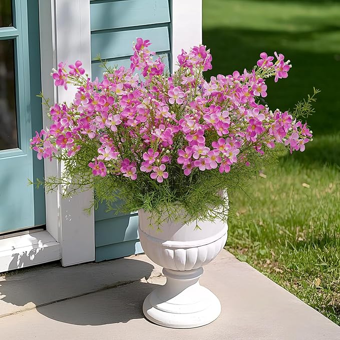 Spring Decorations for Home Fake Flowers Hydrangea Artificial Plants Indoor Mantle Decor Plastic Flowers Artificial Plants Outdoor Garden Decor Hanging Plants 6pcs（Rose Red） Flowers