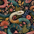 Floral Peel and Stick Modern Animal Wallpaper Whimsical Snake Removable Botanical Leaf 17.7" x 236.22" Wall Paper Watercolor Self Adhesive Contact Paper for Classroom Bedroom laundry room bathroom
