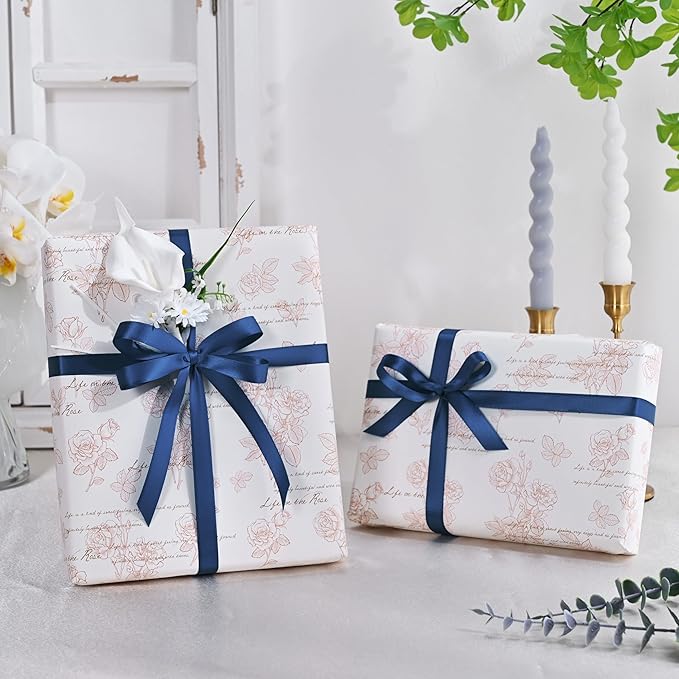 Double Face Navy Blue Satin Ribbon 1/2 inch X 50 Yards Polyester Navy Blue Ribbon for Gift Wrapping Very Suitable for Weddings Party Invitation Decorations and More