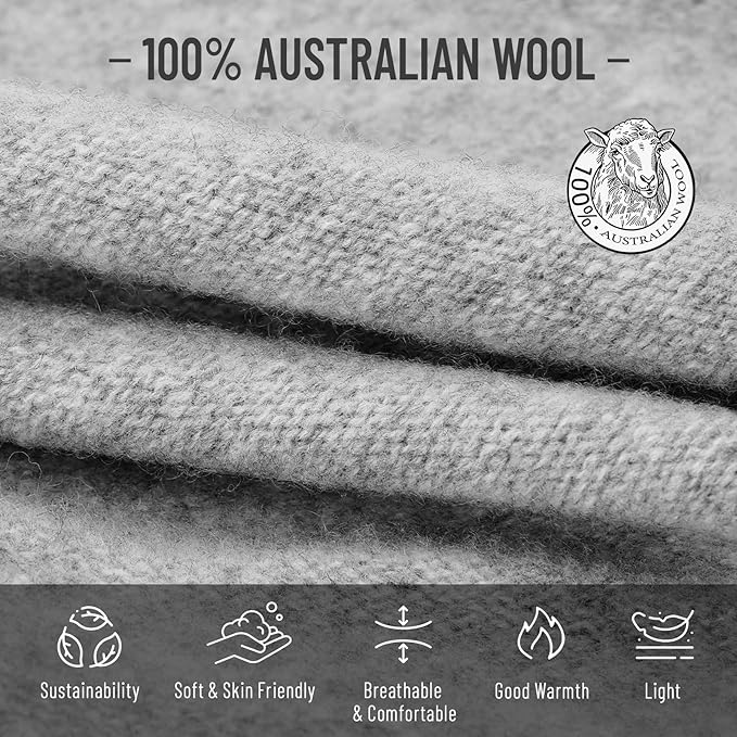 100% Wool Slouchy Beanie, Warm Beanie Hats for Women Breathable Knitting Skull Beanies Cap for Spring Fall Winter