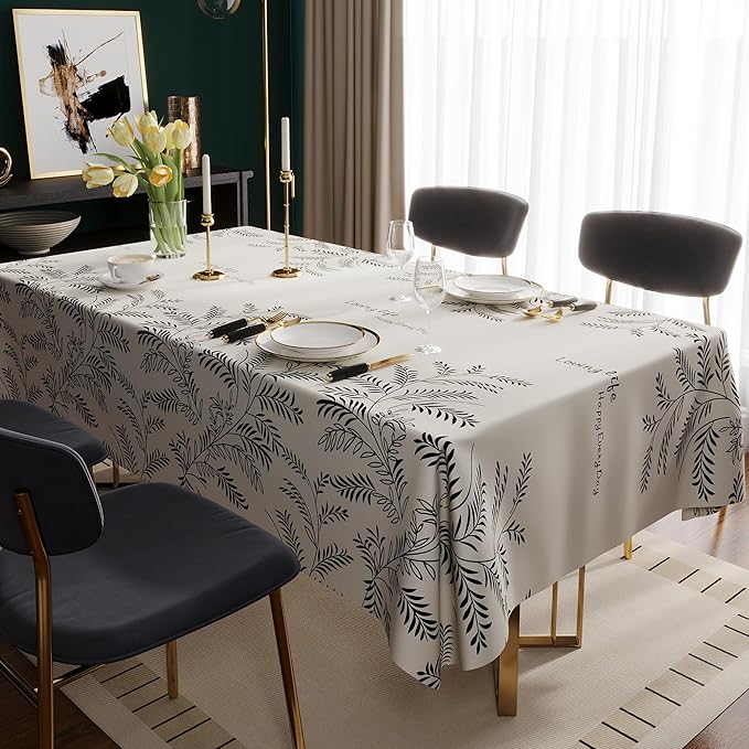 Rectangle Table Cloth,100% Waterproof Tablecloth Oil Proof Spill Proof Vinyl Table Cloth, Wipe Clean Plastic Table Cover for Dining, Camping, Indoor and Outdoor 52" x 70",Midnight Foliage