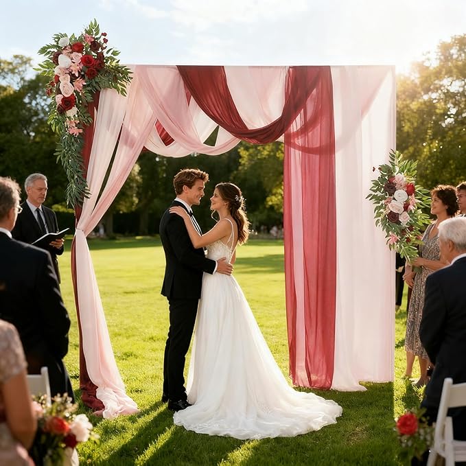 Artificial Wedding Arch Flowers Kit (Pack of 5),2pcs Artificial Hanging Flower Arch Decor,for Wedding Ceremony Arbor Reception Backdrop Rose Floral Party Outdoor Decoration Red