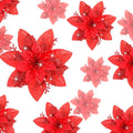 Geosar 24 Christmas Glitter Artificial Poinsettia Flowers Xmas Poinsettia Artificial Wedding Flowers Decorations Xmas Tree Ornaments with Clips for Party Favors, 6 Inch, 4 Inch, 3 Inch (Red)