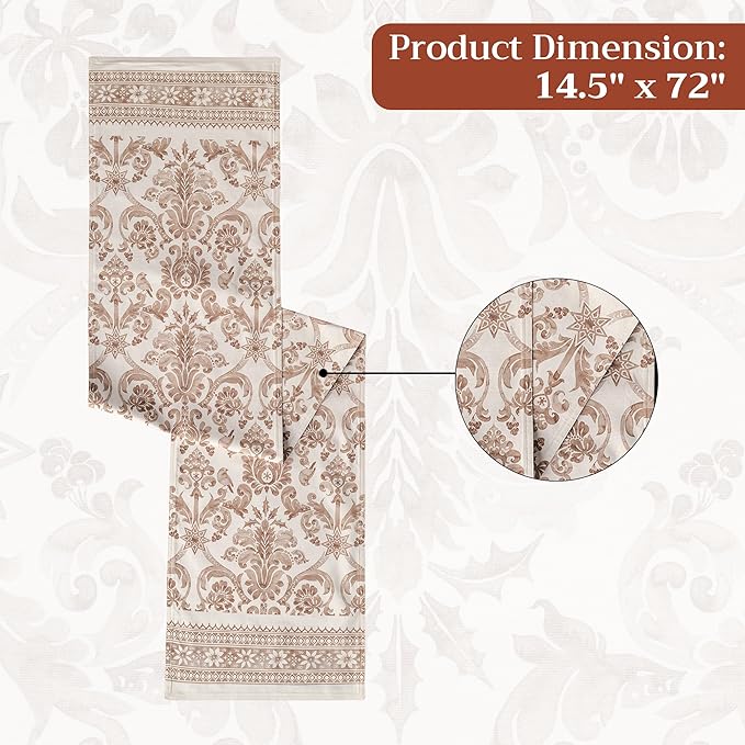 Maison d' Hermine Table Runner 100% Cotton Double Layer Table Runners 72 inches Long for Thanksgiving Christmas Decorations Home Kitchen Dining Party Wedding (Allure, 14.5" x 72")