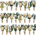 Layhit 24 Pcs Boho Dried Flower Bouquet Mini Wedding Handmade Dry Flowers Decor for Vase Crafts DIY Photo Boutonniere for Men Floral Plant for Bridesmaid Gift Birthday Decor(Greenery)