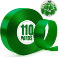 XSEINO 110 Yards Ribbon,1 1/2 Inch Dark Green Satin Ribbon for Flower Bouquet, Gift Wrapping, Ribbons for Crafts, Hair Bows Making, Wedding Party Decoration, Sewing, Invitation Cards, Christmas