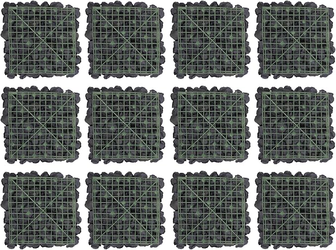 12PCS Black Rose Flower Wall Panels, 3D Artificial Silk Floral Background Decor for Wedding Party Indoor Outdoor Home Decoration (15x15in)