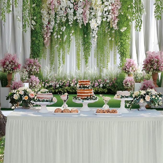 Baocicco Flowers Wedding Backdrops 20x10ft Green White Pink Floral Engagement Background Bridal Shower Backdrop Proposal Wedding Party Decoration Backdrop Valentines Day Banner Supplies