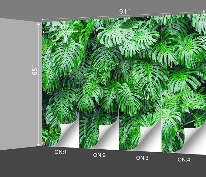 Tropical Botanical 3D Wallpaper Bedroom Green Leaf Plant Monstera murals Aesthetic Room Decor Living Room tv Background Large Wall Mural - 91"x65" Not Peel and Stick