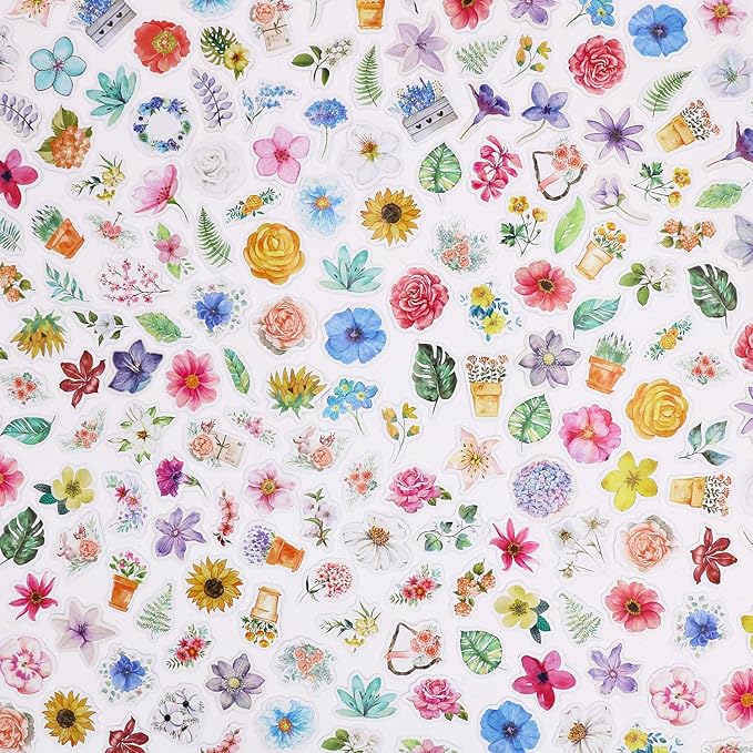 Knaid Flower Stickers Set (360 Pieces) Decorative Assorted Floral Sticker for Scrapbooking Planner Bullet Journals Supplies