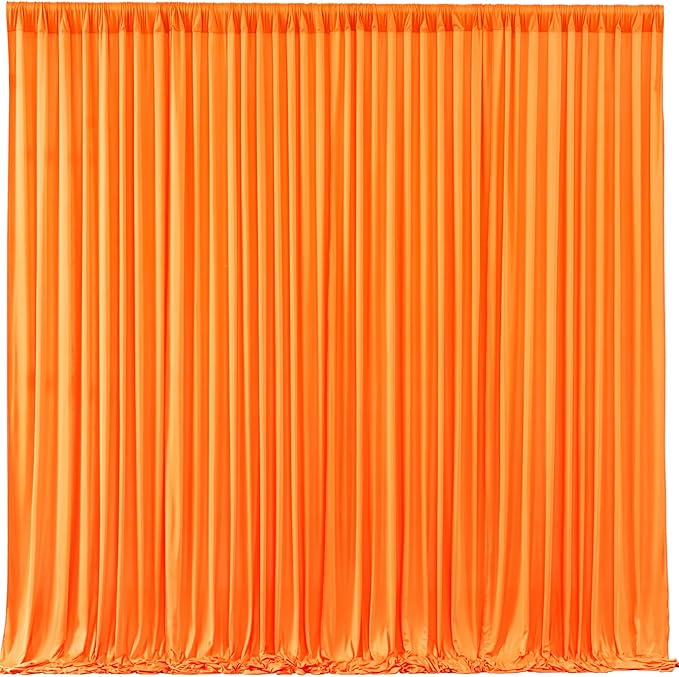 Orange Backdrop Curtains - 8 Panel Wrinkle-Free Polyester Photography Drapes for Baby Shower & Birthday Party - 32 x 10FT
