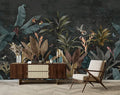 Tropical Botanical Wallpaper Dark Jungle Plant Leaf Wall Mural for Living Room Bedroom（Not Peel and Stick）