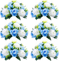 NUPTIO Flower Centerpieces for Wedding Tables: 6 Pcs Blue & White Artificial Flower Ball Arrangement for Weddings Party - Fake Floral Rose for Birthday Bridal Shower Decorations