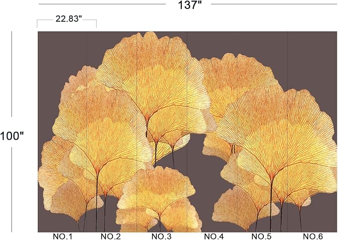Ginkgo Leaf Flower 3D Wall Mural Wallpaper for Bedroom 137" x 100"