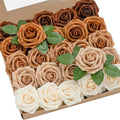 Ling's moment Artificial Flowers, 50Pcs 3" Roses in Walnut Brown Shades, Realistic DIY Foam Floral Fill for Wedding Bouquets/Centerpieces, Outdoor Party Backdrops, Room/Table, Garden/Pot Decorations