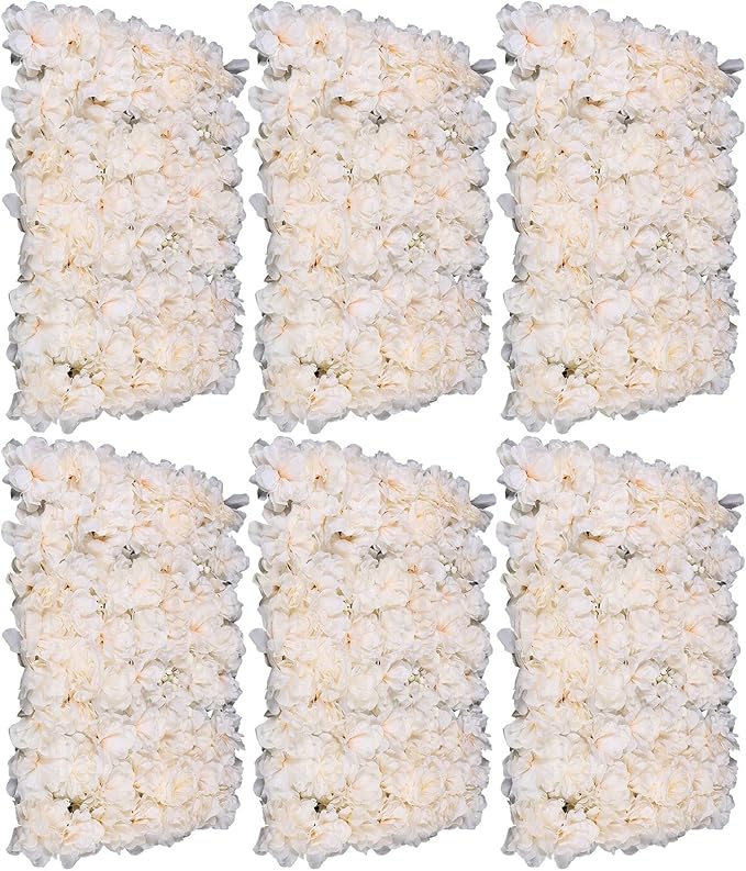 Flower Wall Panels 3D Flower Wall Backdrop, 6Pcs Artificial Flower Wall Panel Silk Rose Floral Decorative Faux Flower Wall Background for Wedding Home Decoration (Light Pink, 23.6 * 15.7in)
