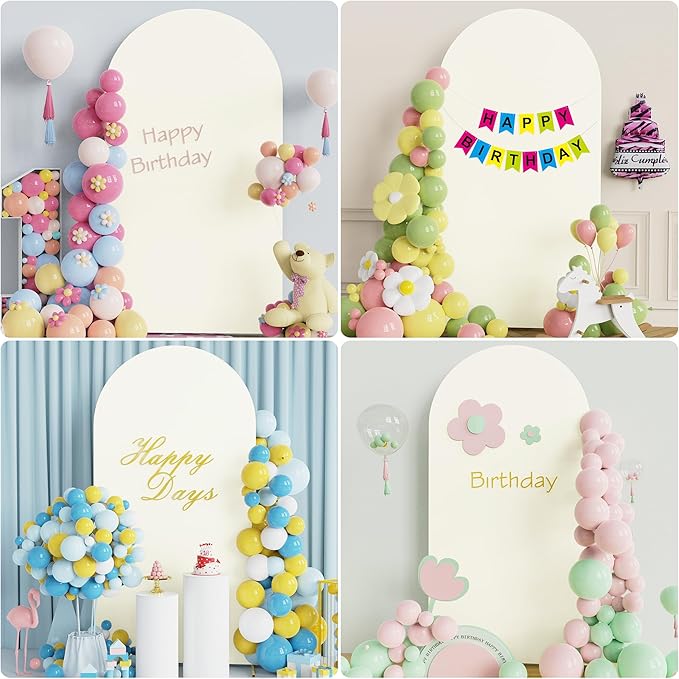 Wokceer 6.6FT Wedding Arch Backdrop Cover Spandex Fitted Ivory Wedding Arch Covers Round Top Chiara Arches Backdrop Cover for Birthday Party Ceremony Banquet Decoration.