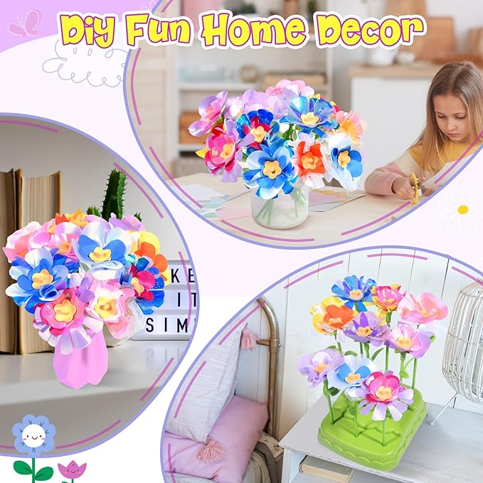 GPPNKC Flower Bouquet Craft Kit Flowers Market Toy Educational Toys Fun DIY Activity Set Christmas Birthday Gift for 4 5 6 7 8+ Year Old Girls and Boys