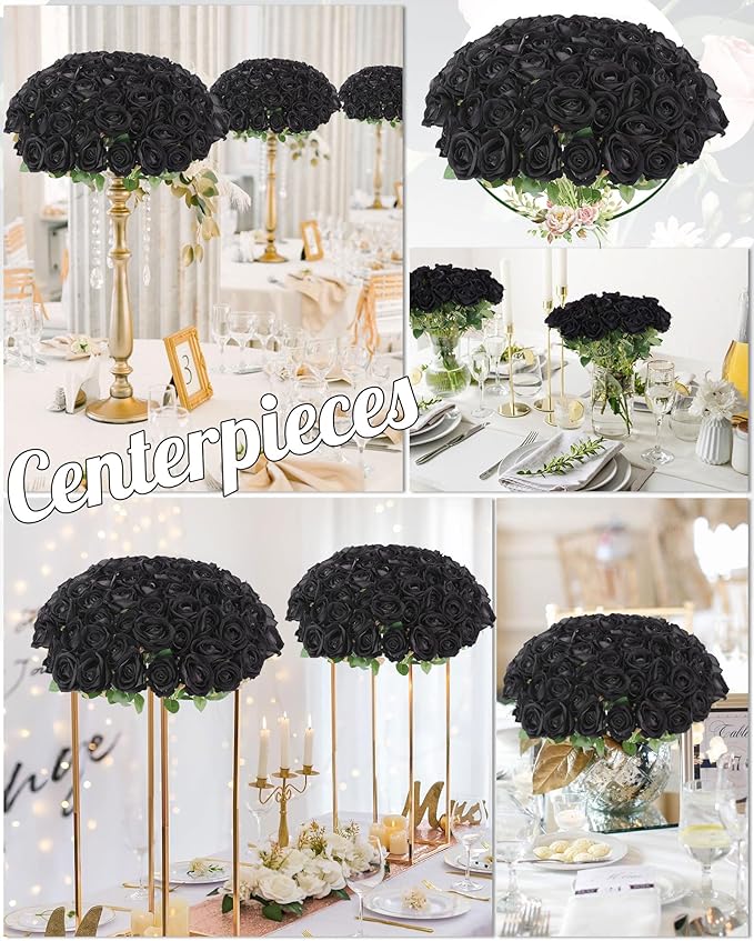 50PCS Artifical Flowers Bulk, Realistic Roses Bouquet with Long Stem for DIY, Wedding and Home Decor