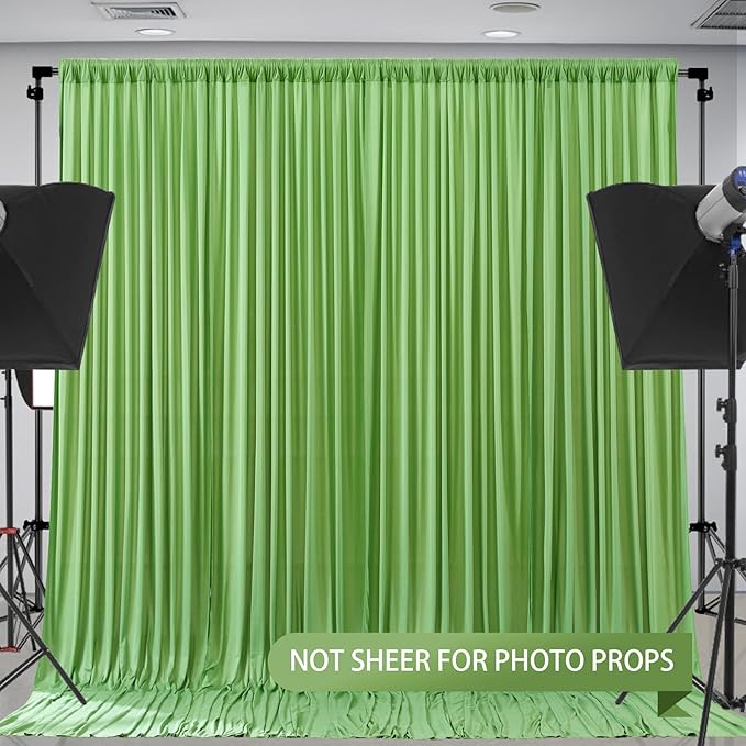 Sage Green Backdrop Curtain 6 Panels-Wrinkle-Free Green Curtains Polyester Photography Drapes for Baby Shower Birthday Party Photo Background Backdrop Stand- 24 X10FT (Sage Green)