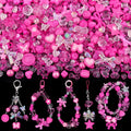 Assorted Acrylic Beads, 200-260PCS Rose Pink Cute Beads for Bracelet Making, GummyBear Bow Flower Kawaii Charms for Jewelry Making DIY Necklace Keychain Phone Charm Christmas Gift