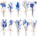 10 Pack Dark Blue Dried Flowers Bouquets Naturl Dried Flowers Decor Dry Wildflowers with Stem Mini Dried Floral Arrangement for Vase Carfts Wedding Table Centerpieces Graduation Party Decor