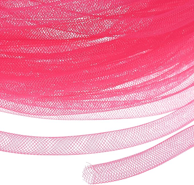 Mesh Tube Ribbon 25 Yards, 10mm Elastic Fabric Ribbons Mesh Tubing for Crafts/Gift Wrapping/Flower Bouquets/Wedding/Birthday/Holiday/Wreaths Christmas/Decoration[Peach]