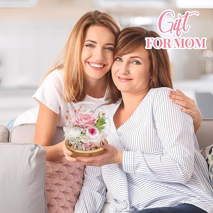 Preserved Rose Forever Flowers in Glass Dome Gifts for Women, Long-Lasting Real Flowers，Red Eternal Rose Birthday Gifts for Mom Valentines Day Anniversary for Wife Girlfriend