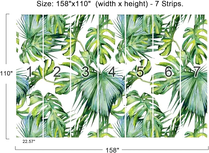 Cliouar-Wall Mural Wallpaper for Bedroom Living Room 3D Mural Monstera Tropical Plant Green Plant Banana Leaf Palm Leaf 158" x 110"(Not Self-Adhesive)