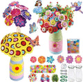 Mostop DIY Flower Crafts Kit for Kids Ages 6-10, DIY Flower Bouquet Craft Kit with Buttons, Felt Flowers and 2 Vase, Poke in Arts and Crafts Birthday Gift for Gilrs Age 6-8 8-10, Flower Making Kit