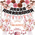 Rose Gold Retirement Party Decorations, 63 Pcs Retired Party Decorations for Women Happy Retirement Banner Hanging Swirls Foil Balloon Cake Toppers Retired Sash Retired Parties Supplies