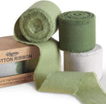 Keypan Green Ribbon 1-1/2 x 15 Yards Handmade Cotton Frayed Fringe Fabric Ribbons for Crafts Flower Bouquets Wedding Baby Shower Home DIY Decor
